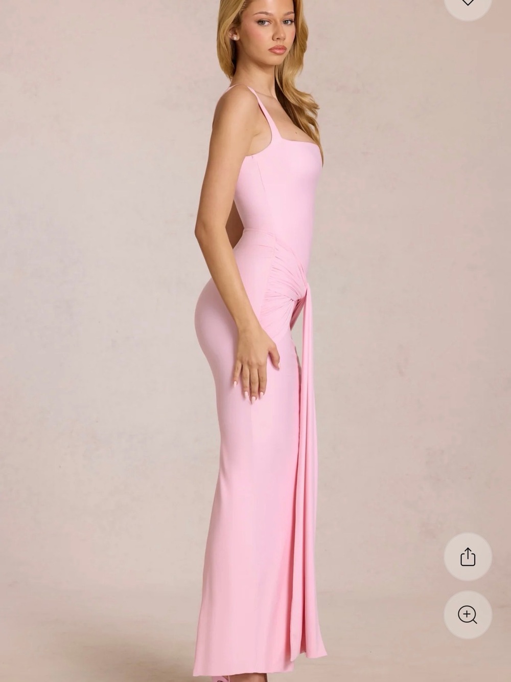 Sleeveless Pink Maxi Dress with Front Knot - Picture 6 of 7